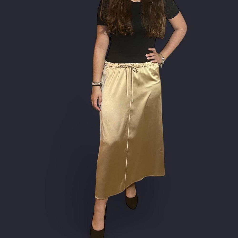 Mango Gold Midi Skirt